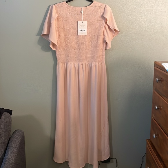 Bohme Brooks midi dress in Peach. Size L - Picture 2 of 5